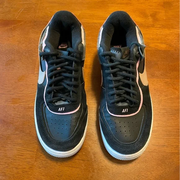 NIKE AIR FORCE 1 Shadow Low Top Leather Sneakers Black/Light Artic Size 7
